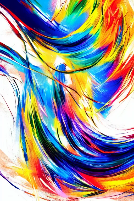 Image similar to abstract minimal thick brush strokes of a thin athletic male, abstract minimalist line art, beautiful, flowing brush strokes, energetic colors, dramatic painting, detailed digital art trending on artstation