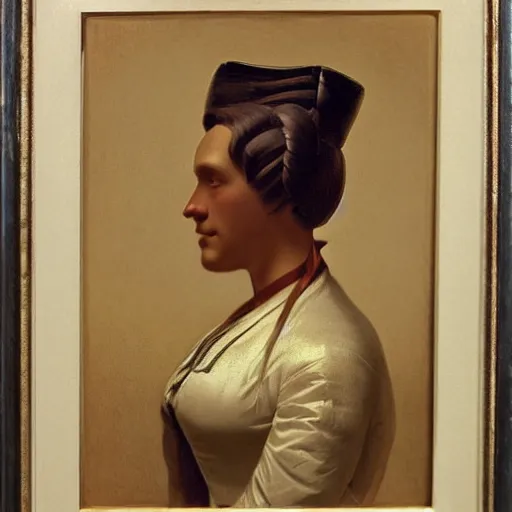 Prompt: a portrait of a female android by george caleb bingham