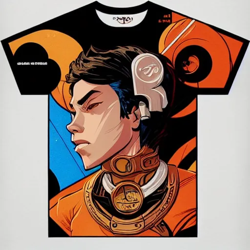 Prompt: concept art of tshirt design, 1 6 colors, logo, ink drawing, art by jc leyendecker and sachin teng