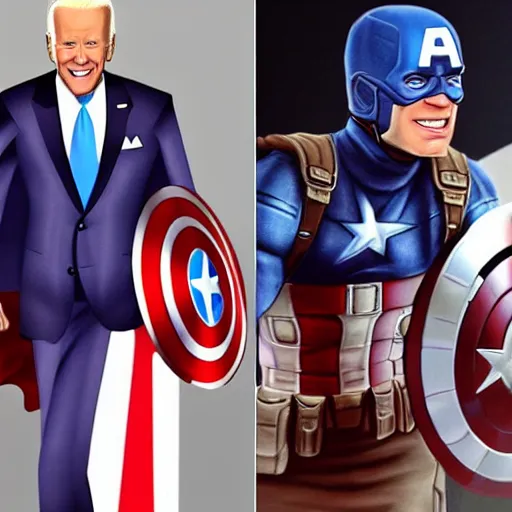 Image similar to joe Biden as captain America, highly detailed, cinematic