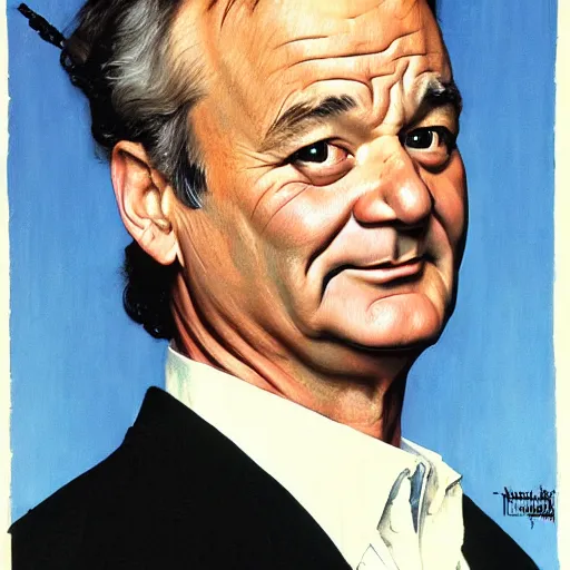 Image similar to bill murray portrait art by norman rockwell