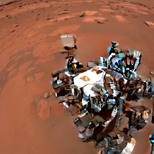 Image similar to a selfie of the first people on Mars