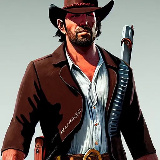 Prompt: midtone skin, dark eyes, dark hair, 6 feet two inches tall, broad shoulders, red dead redemption 2 concept art, pastor