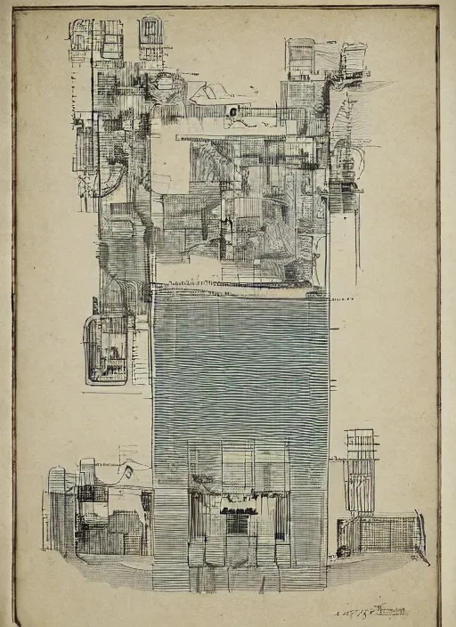 Image similar to a blueprint design of the concept of gluttony