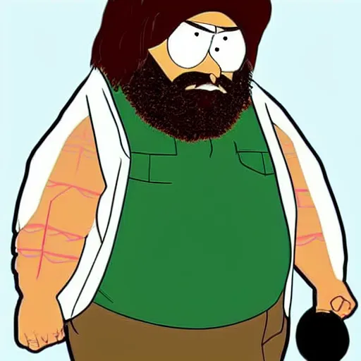 Prompt: the dude from the big lebowski as south park character