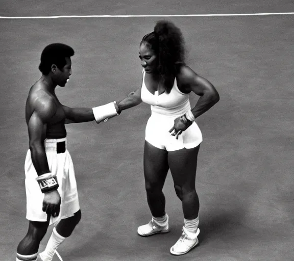 Image similar to muhammed ali and Serena Williams tripping on Peyote photograph by Dorothy Lange