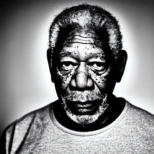 Prompt: a studio photograph of Morgan Freeman as a rapper in 2022, portrait, 40mm lens, shallow depth of field, close up, split lighting, cinematic