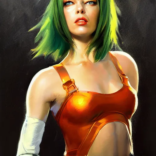 Prompt: greg manchess portrait painting of milla jovovich as leeloo from the 5 th element as overwatch character, medium shot, asymmetrical, profile picture, organic painting, sunny day, matte painting, bold shapes, hard edges, street art, trending on artstation, by huang guangjian, gil elvgren, ruan jia, randy vargas, greg rutkowski