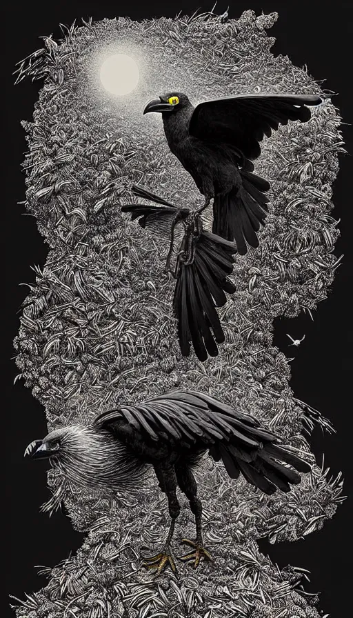 Image similar to epic professional digital art of humanoid crow by dan hillier and julia deville, lisa roet, sam leach, sidney nolan and peter booth