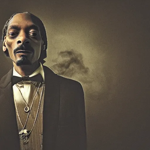 Image similar to snoop dogg, dark, nighttime, victorian england style, horror, grotesque, serene, haunting, heavy atmosphere, claustrophobic, insanity, High Definition detail, 8K