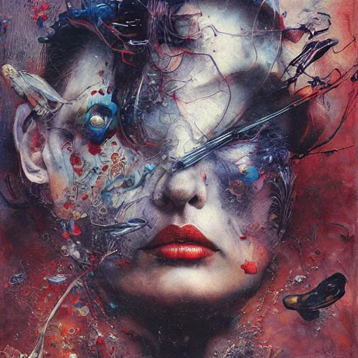 Prompt: UHD God playing Russian roulette, by Ayami Kojima, Amano, Karol Bak, Mark Brooks, tonalism, rich deep colors. Beksinski painting, art by Adrian Ghenie and Gerhard Richter. art by Takato Yamamoto. masterpiece