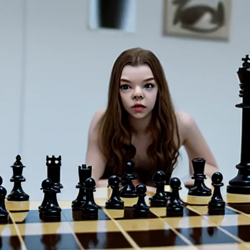 Image similar to anya taylor - joy as a chess piece