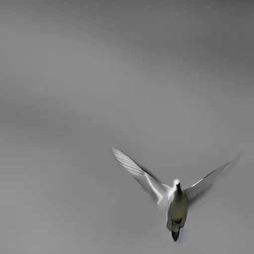 Image similar to photograph of a white dove flying through a warzone
