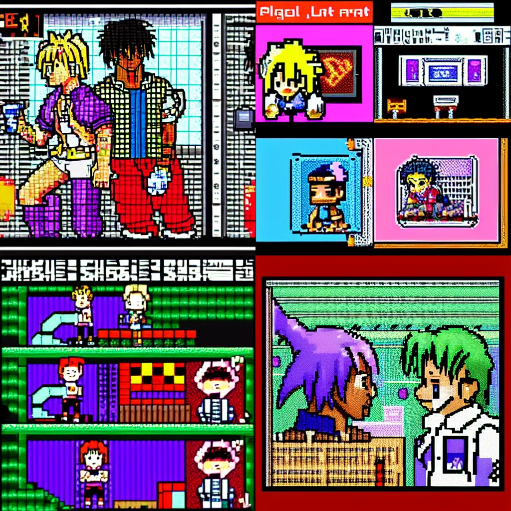 Pixel Art of Playboi Carti and Lil Uzi Vert, Snes, | Stable Diffusion ...