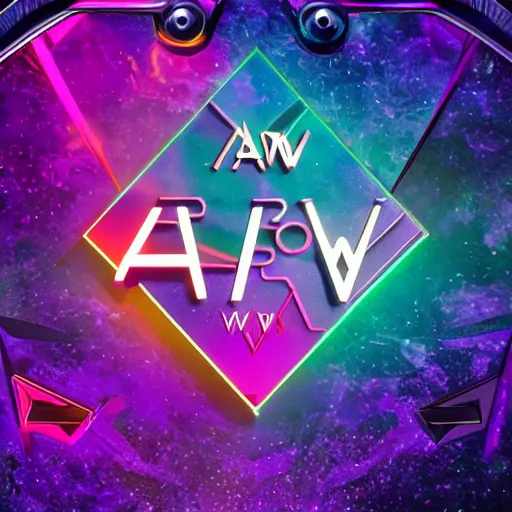 Image similar to a and w vaporwave logo, colorful, digital art, cosmic, 3 d high definition, trending on art station, photorealistic, high resolution, 8 k, octane, hyper detailed, insane details, intricate, elite, ornate, elegant trend, highly detailed and intricate, sharp focus, photography, unreal engine