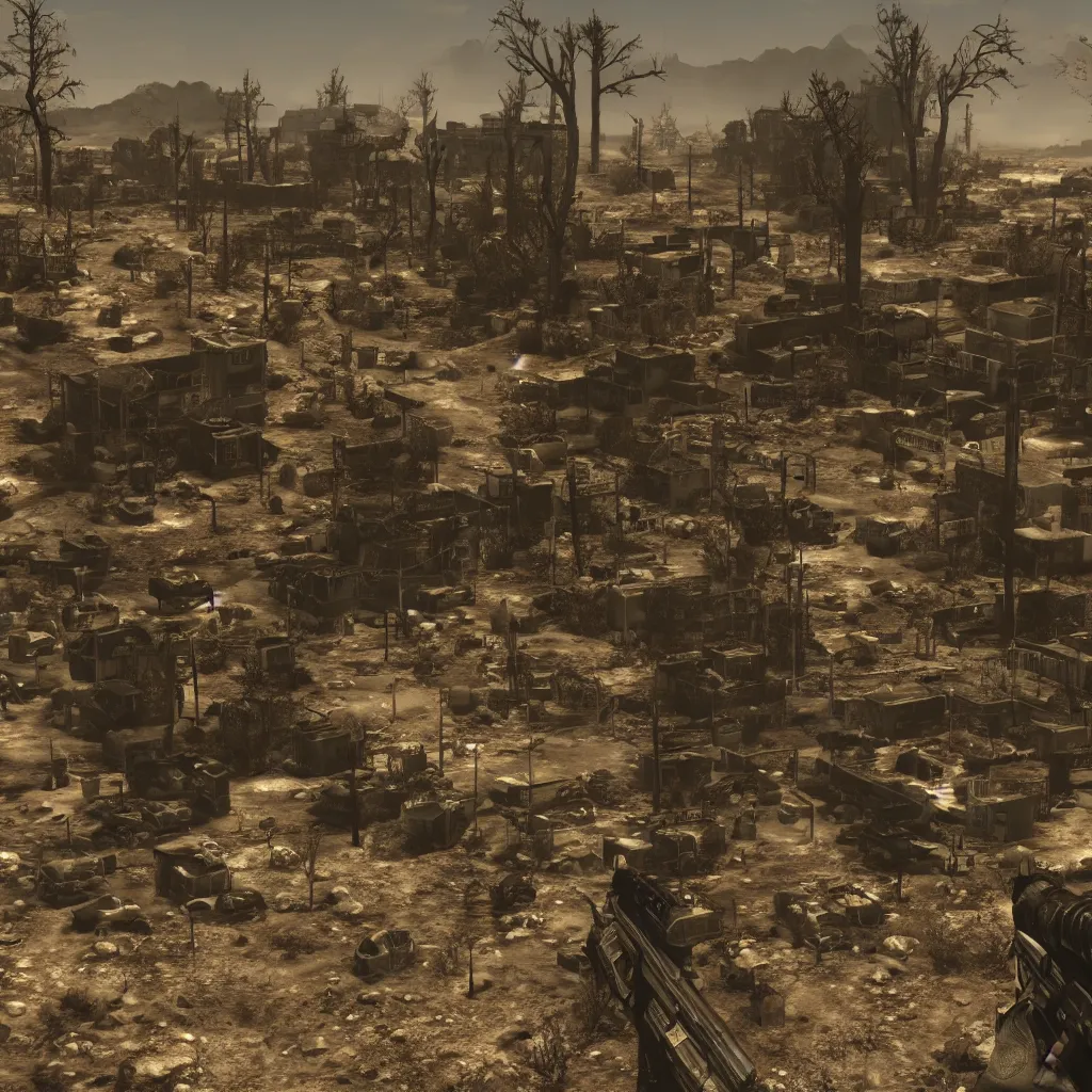 Image similar to a screenshot from the game Fallout New Vegas, 8k, fine dust