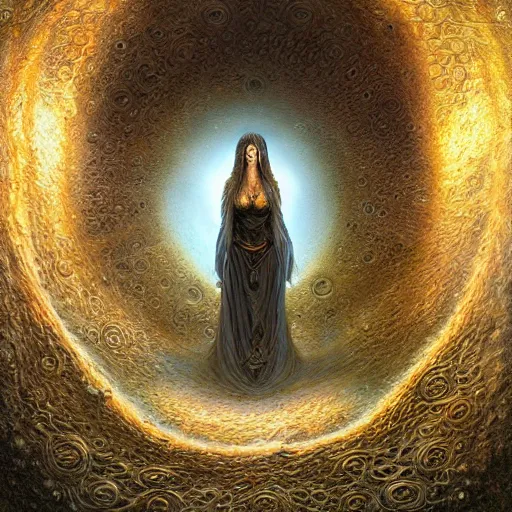 Prompt: The portal priestess by Tomasz Alen Kopera and Salvador Dali and moebius, impressive perspective, masterpiece, 8k, dynamic lighting, Highly Detailed, trending on artstation