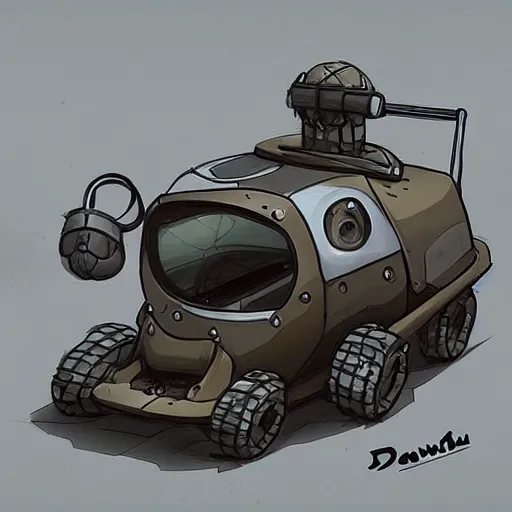 Image similar to 2d concept art of small vehicle by Dawid Michalczyk