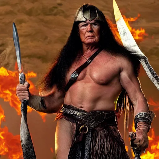 Prompt: donald trump as conan the barbarian