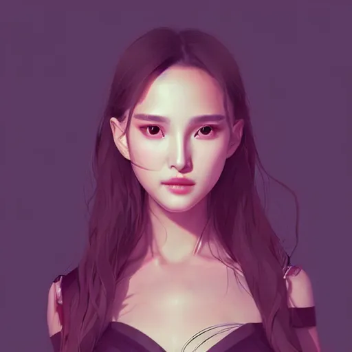 Image similar to a beautiful young korean k pop natalie portman alluring instagram model in crop top, by guweiz and wlop and ilya kuvshinov and artgerm, symmetrical eyes, aesthetic, gorgeous, stunning, alluring, attractive, artstation, deviantart, pinterest, digital art