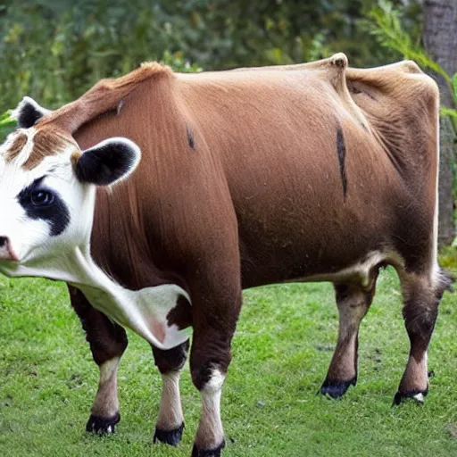 Image similar to picture of a cow and a raccoon