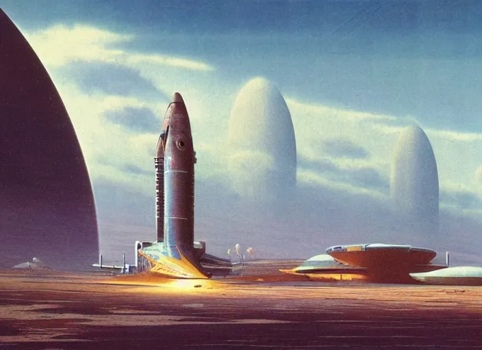 Image similar to a spaceport in an empty landscape by bruce pennington