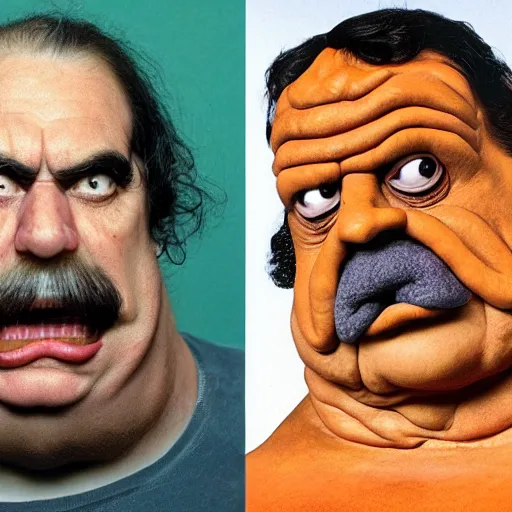 Prompt: morph between jabba the hut and frank zappa