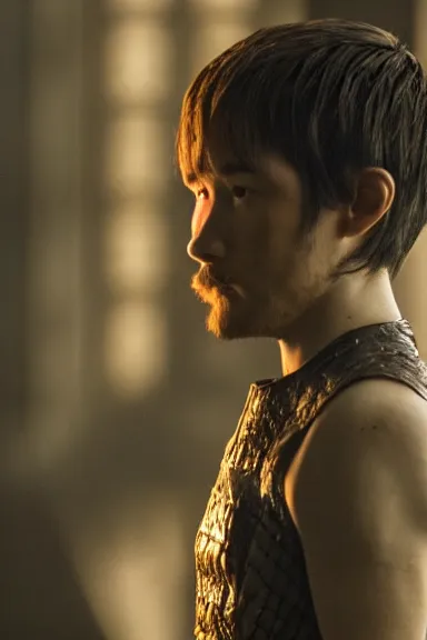 Image similar to very very intricate photorealistic photo of yoshi in an episode of game of thrones, photo is in focus with detailed atmospheric lighting, award - winning details