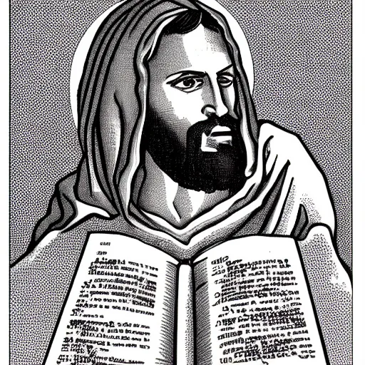 Prompt: Jesus reading the Bible Detailed Face