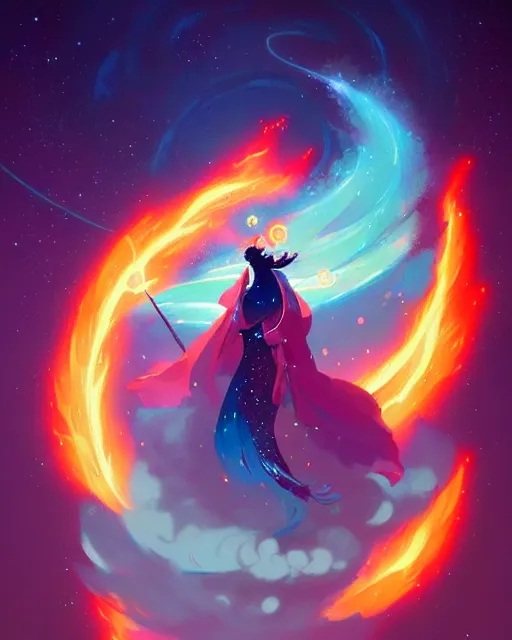 Image similar to a fiery fireball blazing with light, surrounded with spiriling sparkling rose crystals and galaxies, by peter mohrbacher, hyper light drifter, ukiyo - e trending on artstation