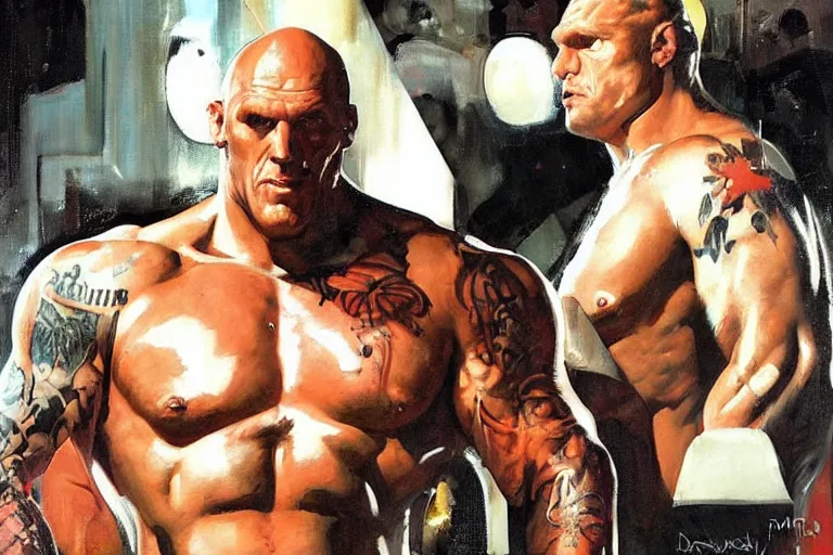 Prompt: martyn ford as juggernaut stands out at a party, painted by phil hale and rick berry and dean cornwell and norman rockwell and jeremy mann