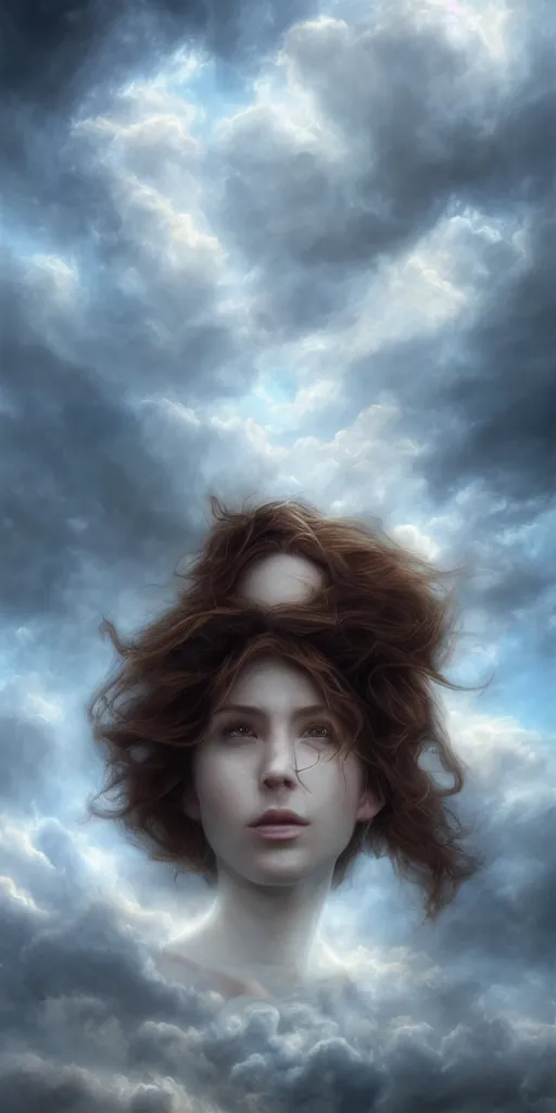 Prompt: a lost soul in the clouds, portrait, epic shot, very detailed, by artgerm, julie bell, beeple and Greg Rutkowski, airbrush, fantasy, 90s, Smooth gradients, octane render, 8k, High contrast, depth of field, very coherent symmetrical artwork