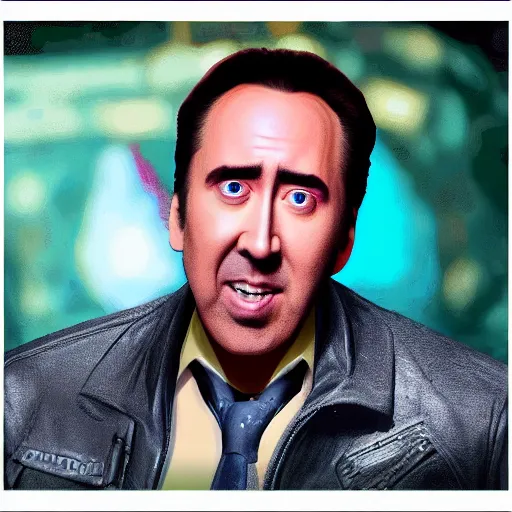 Image similar to nic cage as an emoji, discord style,