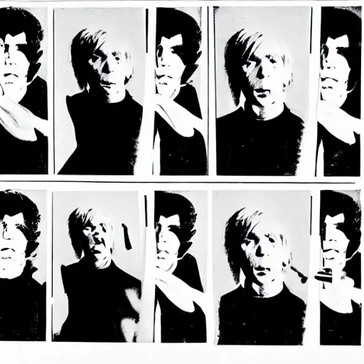 Image similar to andy warhol punching andy warhol, art by andy warhol