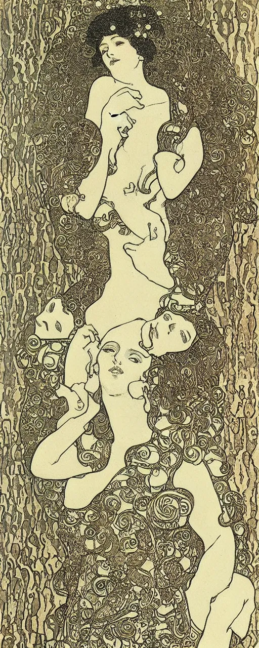 Prompt: beautiful portrait of the fertility goddess, drawing by Klimt and Alphonse Mucha