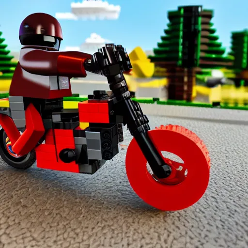 Image similar to motorcycle lego set, global illumination, photorealistic