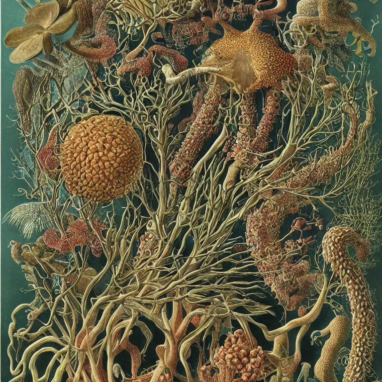 Prompt: hyperrealistic detailed illustration of the natural biological world by ernst haeckel