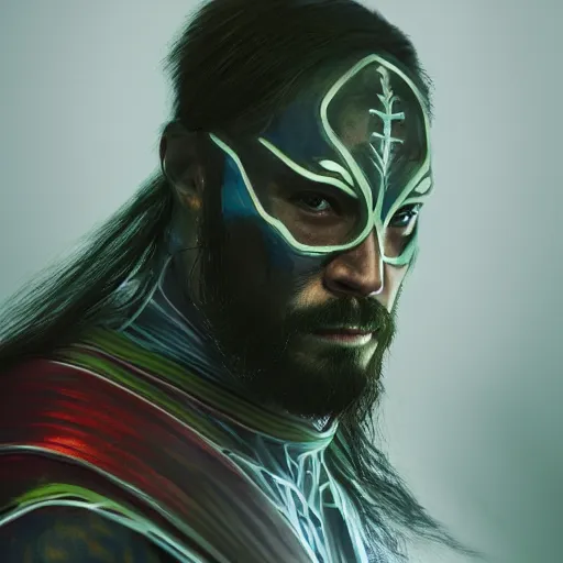 Prompt: hyper - realistic portrait of a superhero shaman, concept art, video game, 8 k, 3 d