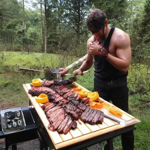 Image similar to coban the barbecue doing barbarian