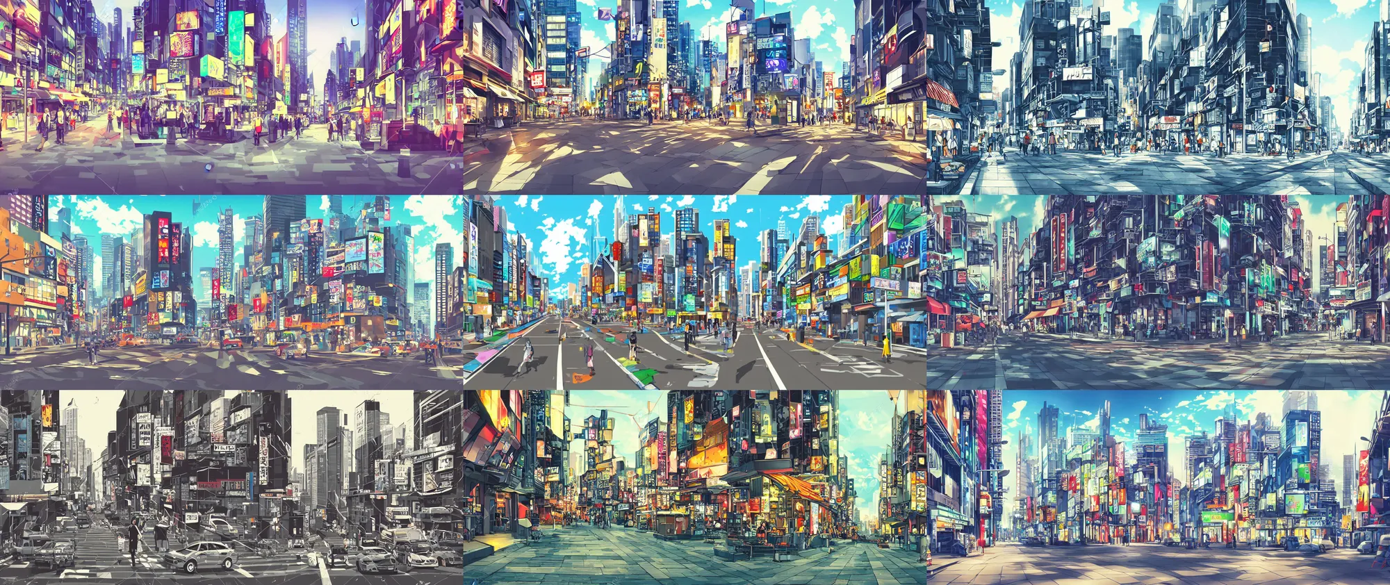 Prompt: high detail sharp anime modern city street background