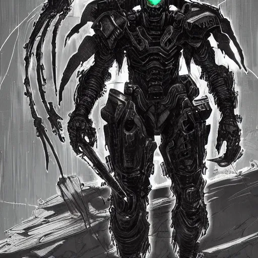 Image similar to doom slayer, tsutomu nihei art