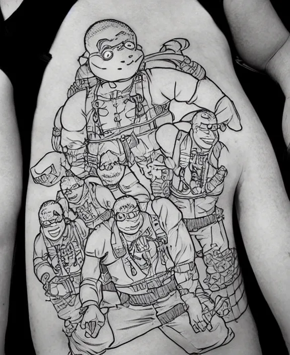 Child's drawing Teenage Mutant Ninja Turtles tattoo on