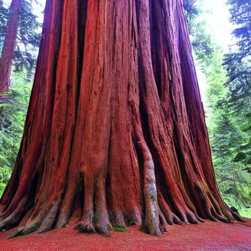 Prompt: Worlds largest RED wood tree