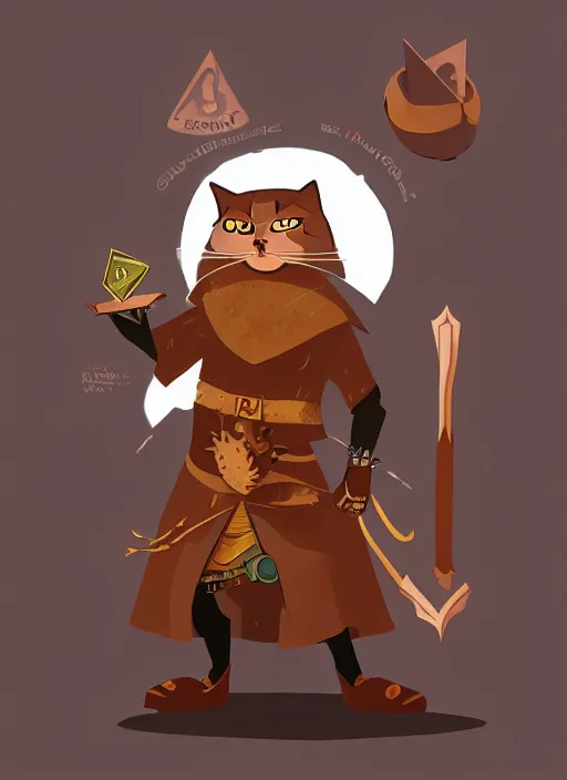 Image similar to powerful wizard cat playing dungeons and dragons, character design white background, by simon kennedy, studio muti