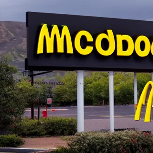 Prompt: mcdonalds sign, but the text just says the end is near