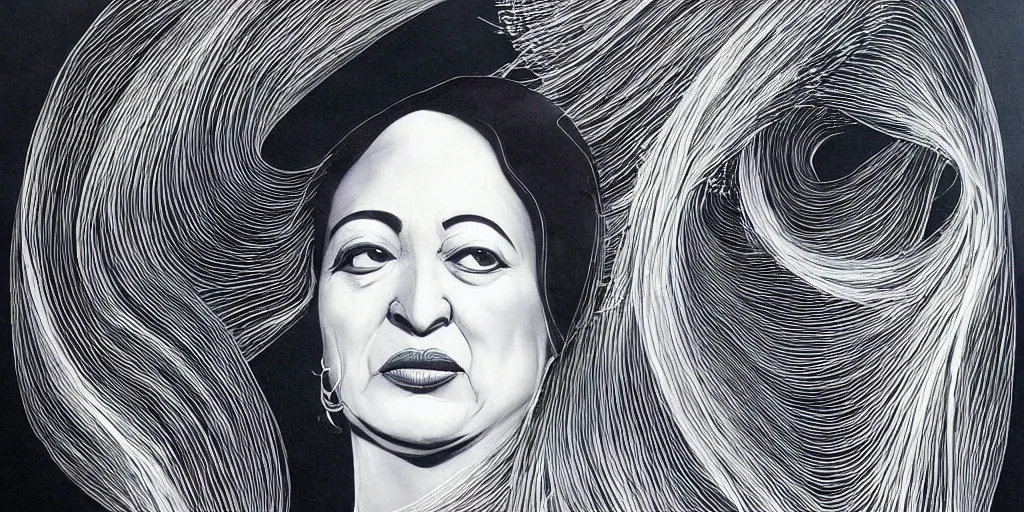 Image similar to a beautiful painting of zaha hadid by aaron horkey, trending on artstation