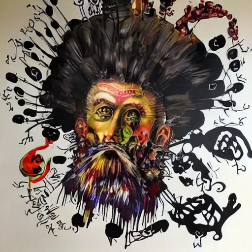 Image similar to transylvanian folk art, in the style of graffiti, made by david choe