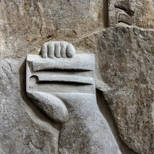 Image similar to ancient stone carving of a mobile phone