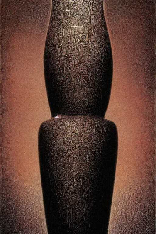 Image similar to symmetric vase, with detailed texture front view by luis royo and wayne barlowe, beksinski