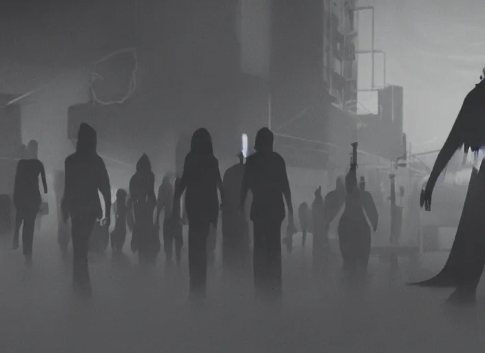 Image similar to a movie still from the 2023 horror noir opera movie called Render Wars, after effects, computer CGI, cinematic, maya render, octane